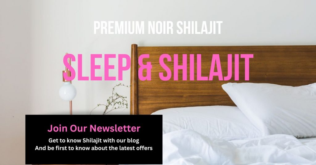 Image of unmade bed with text which reads 'Premium Noir Shilajit - Sleep and Shilajit'